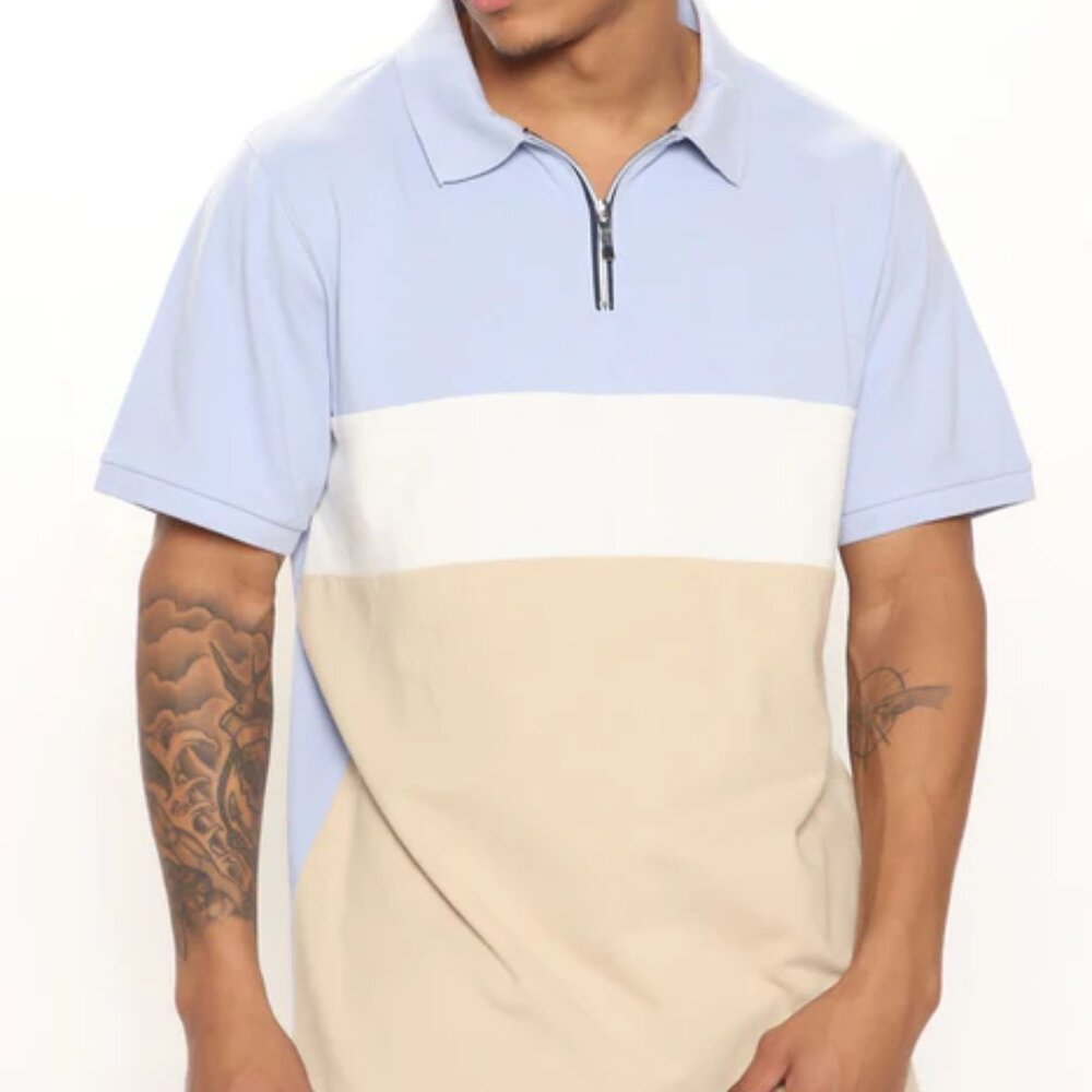 FASHION NOVA MEN 'Seaside' Colorblock Short Sleeve Polo, Size XL, NwT